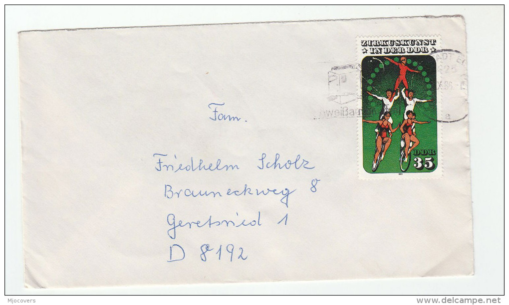 1986 EAST GERMANY Cover CIRCUS UNICYCLE ACROBATIC  Stamps Bicycle Cycling Bike Cycle Ddr - Cycling