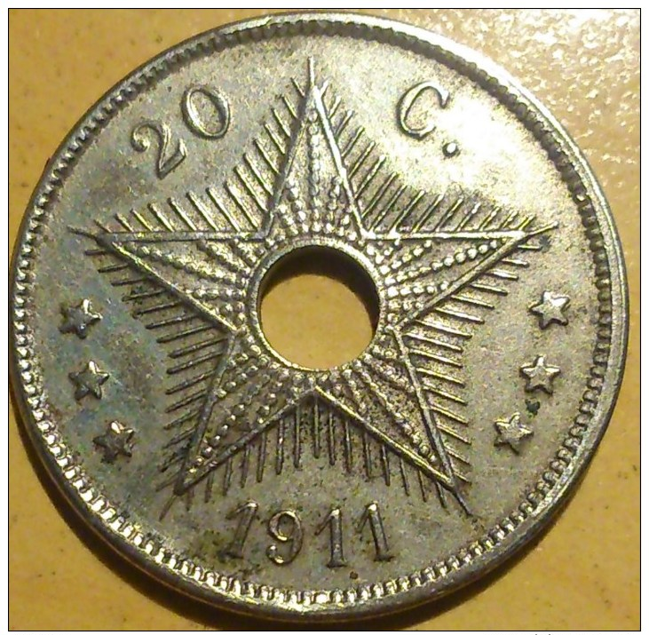 20 CENTIMES CONGO BELGE - 1910-1934: Albert I