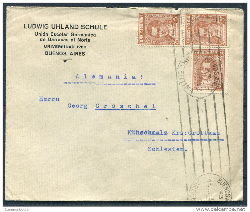 1938 Argentina Buenos Aires  Ludwig Uhland Schule Cover - Germany - Lettres & Documents