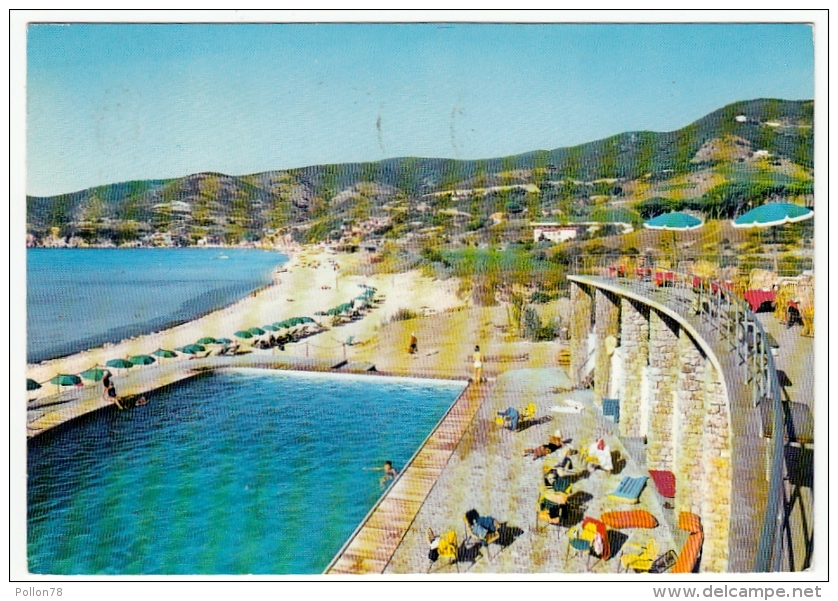 ISOLA D'ELBA - GOLFO DELLA BIODOLA - SPIAGGIA E PISCINA HOTEL HERMITAGE - ANNI '60 - Livorno