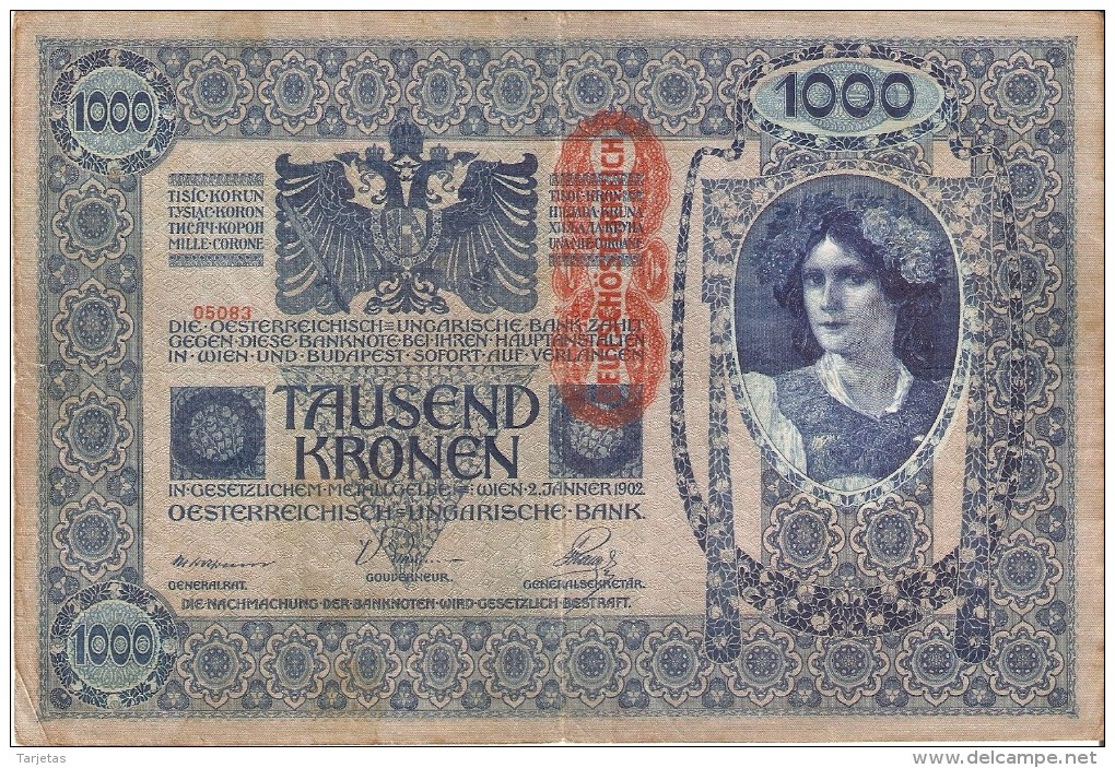 BILLETE DE AUSTRIA DE 1000 KRONEN  DEL AÑO 1902 (BANK NOTE) - Austria