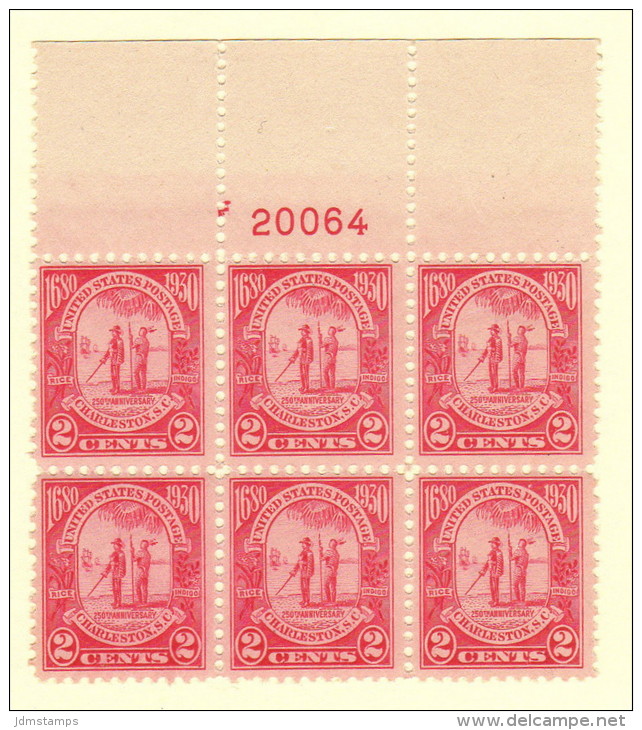 USA SC #683 MNH PB6  1930 Carolina-Charleston #20064, CV $50.00 - Plate Blocks & Sheetlets