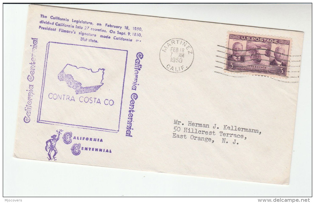 1950 CONTRA COSTA MARTINEZ EVENT COVER California Statehood  USA Stamps - Covers & Documents