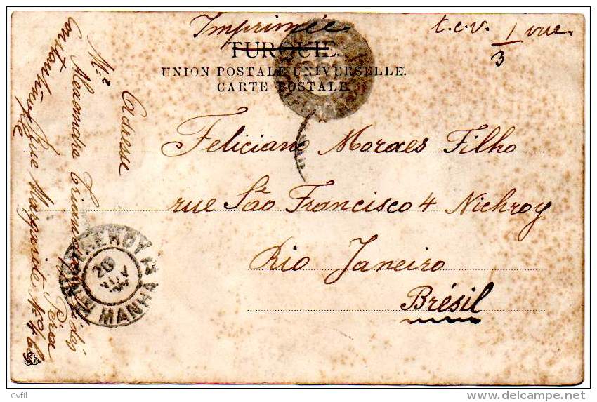 AUSTRIAN OFFICE In TURKEY 1906 - Postal Card Bearing A 10 Para From Constantinople To Nictheroy, Brazil - Levante-Marken