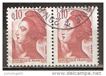 Timbre France Y&T N°2179x2 (02) Paire Obl. Liberté De Gandon. 10 C. Rouge-brun. Cote 0.30 € - 1982-1990 Liberté De Gandon