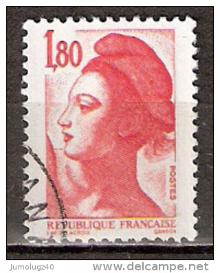 Timbre France Y&T N°2220 (03) Obl. Liberté De Gandon. 1 F. 80. Rouge. Cote 0.15 € - 1982-1990 Liberté De Gandon