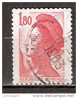 Timbre France Y&T N°2220 (05) Obl. Liberté De Gandon. 1 F. 80. Rouge. Cote 0.15 € - 1982-1990 Liberté De Gandon