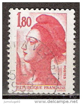 Timbre France Y&T N°2220 (06) Obl. Liberté De Gandon. 1 F. 80. Rouge. Cote 0.15 € - 1982-1990 Vrijheid Van Gandon