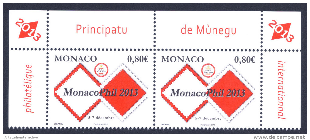 2013 MONACO "MONACOPHIL 2013" COPPIA DI SINGOLI MNH - Unused Stamps