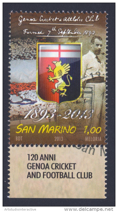 2013 SAN MARINO "120 ANNI DEL GENOA CALCIO" SINGOLO ANNULLO PRIMO GIORNO - Used Stamps