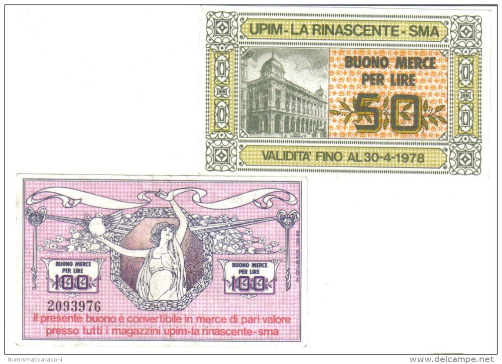 Upim La Rinascente Spa Buono Per Merce 50 + 100 Lire 30 04 1978 LOTTO 1100 - Altri & Non Classificati