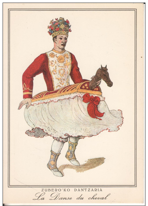 Pays Basque Vieille Gravure Du 18è Siècle Vieux Costume Pour La Danse Basque Du Cheval Danse Souletine - Aquitaine