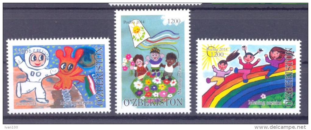 2014. Uzbekistan, Children's Drawings, 3v, Mint/** - Usbekistan