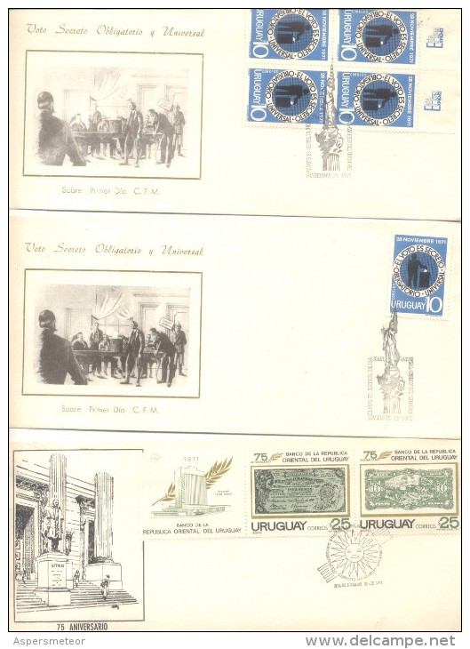 LOTES DE 10 SOBRES Y TARJETAS DEL URUGUAY FDC O SPECIAL COVERS CIRCULADOS Y NO CIRCULADOS DIFERENTES - Uruguay