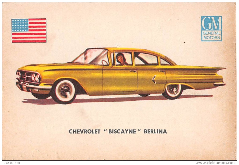 02766 "CHEVROLET BISCAYNE SEDAN"  CAR.  ORIGINAL TRADING CARD. " AUTO INTERNATIONAL PARADE, SIDAM - TORINO". 1961 - Motores