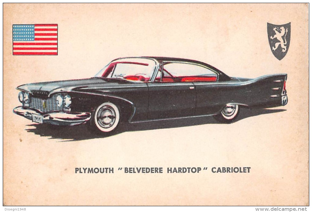 02770 "PLYMOUTH BELVEDERE HARDTOP CABR."  CAR.  ORIGINAL TRADING CARD. " AUTO INTERNATIONAL PARADE, SIDAM - TORINO"1961 - Moteurs