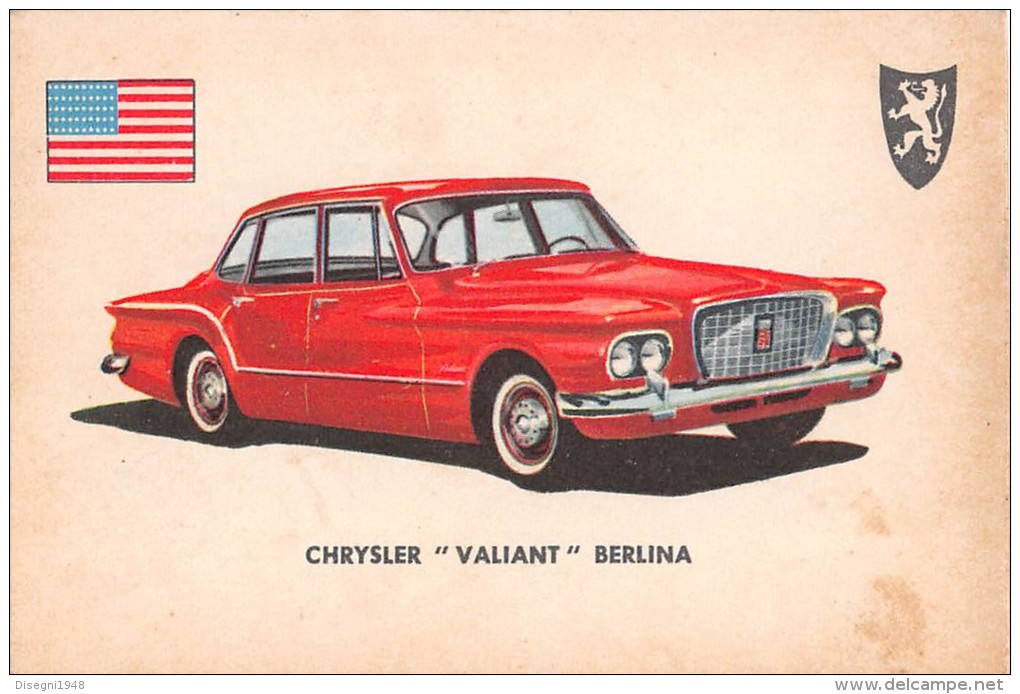 02772 "CRYSLER VALIANT SEDAN"  CAR.  ORIGINAL TRADING CARD. " AUTO INTERNATIONAL PARADE, SIDAM - TORINO"1961 - Moteurs