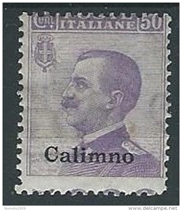 1912 EGEO CALINO EFFIGIE 50 CENT MH * - G017 - Egée (Calino)