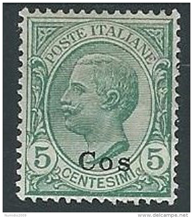 1912 EGEO COO EFFIGIE 5 CENT MH * - G018 - Aegean (Coo)