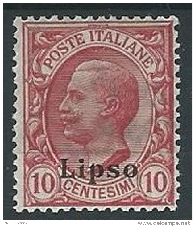 1912 EGEO LIPSO EFFIGIE 10 CENT MH * - G019 - Ägäis (Lipso)