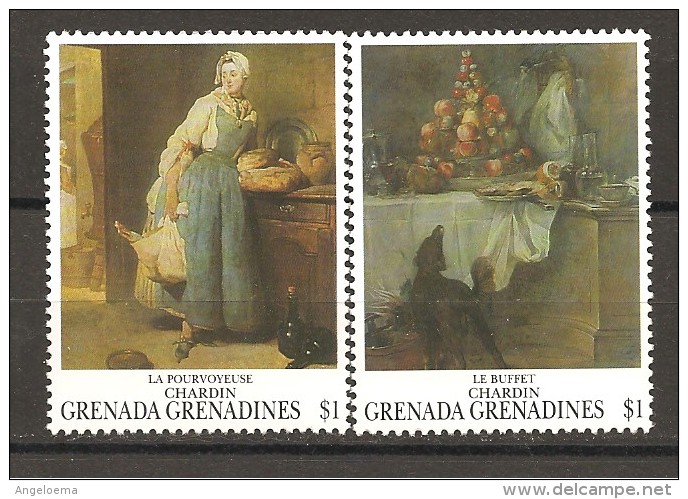 GRENADA/GRENADINES - CHARDIN La Fornitrice, Il Bouffet  2v.  Nuovo** MNH - Autres & Non Classés