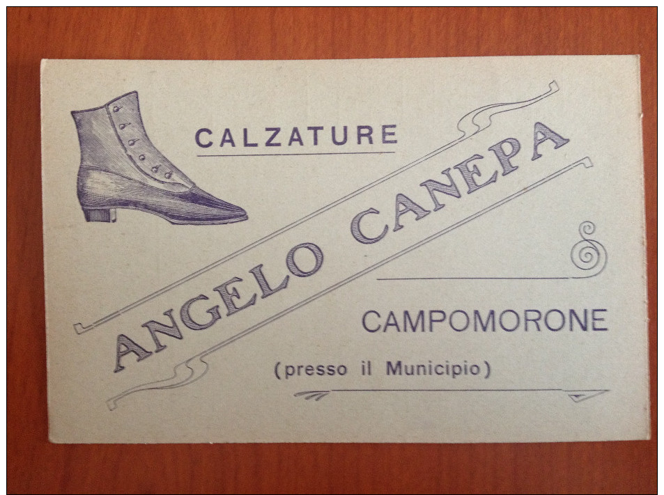 CARTOLINA  PUBBLICITARIA CALZTURE CANEPA - CAMPOMORONE - GENOVA - Publicidad