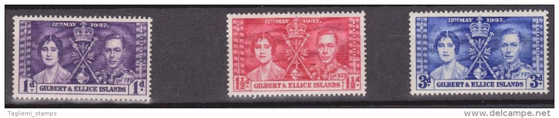 Gilbert & Ellice Islands, 1937, SG 40 - 42, Mint Hinged - Îles Gilbert Et Ellice (...-1979)