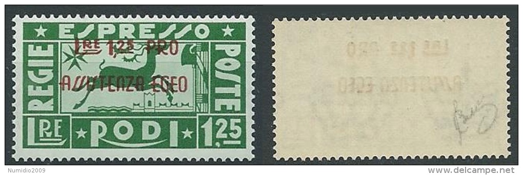 1943 EGEO OCCUP. TEDESCA ESPRESSO PRO ASSISTENZA 1,25 LIRE MNH ** - G015 - Egée (Duitse Bezetting)