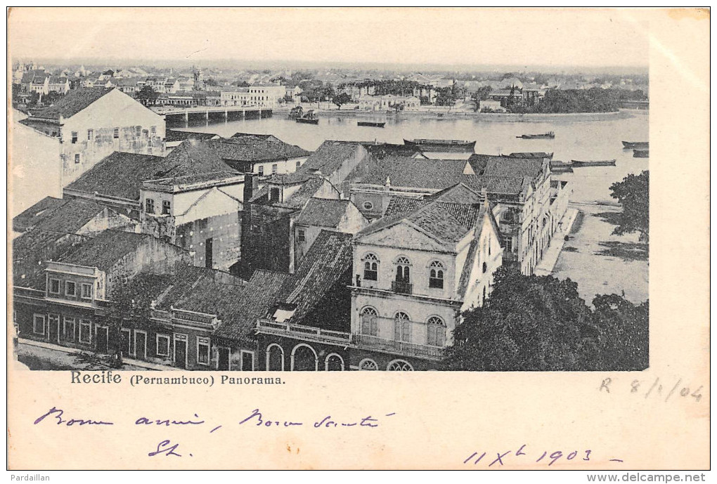 BRESIL.  RECIFE.  (PERNAMBUCO).  PANORAMA.   1903.  DOS NON DIVISE. - Recife