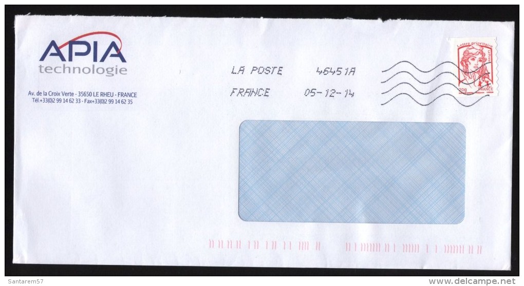 France 2013 Oblitéré Used Stamp Marianne De Ciappa Et Kawena Sur Enveloppe Apia Technologie - 2013-2018 Marianne Of Ciappa-Kawena