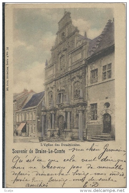 Braine-le-Comte.  -   Souvenir De ...;  L´Eglise Des Dominicains;  Prachtkaart 1900 Naar  Malines - Braine-le-Comte