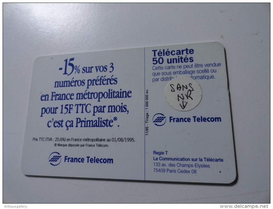 RARE : PRIMALISTE 50U SANS NUMEROTATION - Variétés