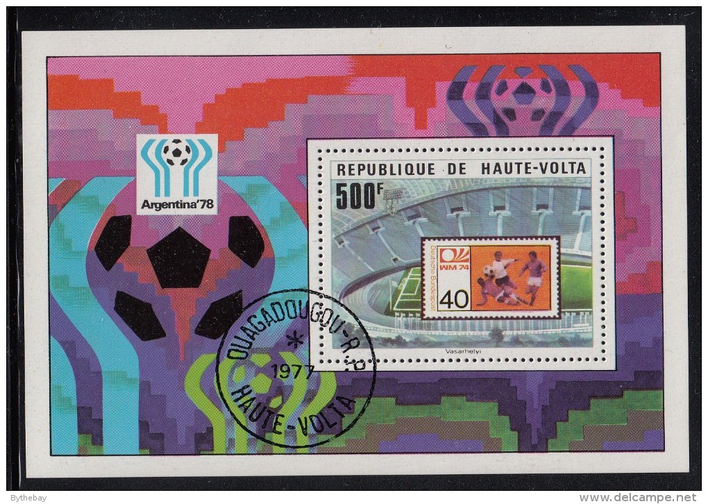 Upper Volta/Burkina Faso Used Scott #461 Souvenir Sheet 500fr Stadium And Germany #1147 - World Cup 1978 - Haute-Volta (1958-1984)