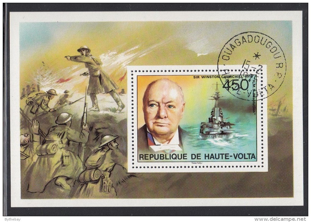 Upper Volta/Burkina Faso Used Scott #351 Souvenir Sheet 450fr Sir Winston Churchill - Haute-Volta (1958-1984)