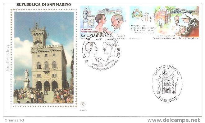 81263)F.D.C  EMISSIONE CONGIUNTA -SAN MARINO-ORDINE DI MALTA 19-6-2006 - Storia Postale