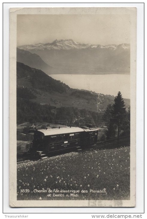 SWITZERLAND ~ RPPC Mountain Rail Line BLONAY Electric Train Car 1928 Photo Postcard - Other & Unclassified