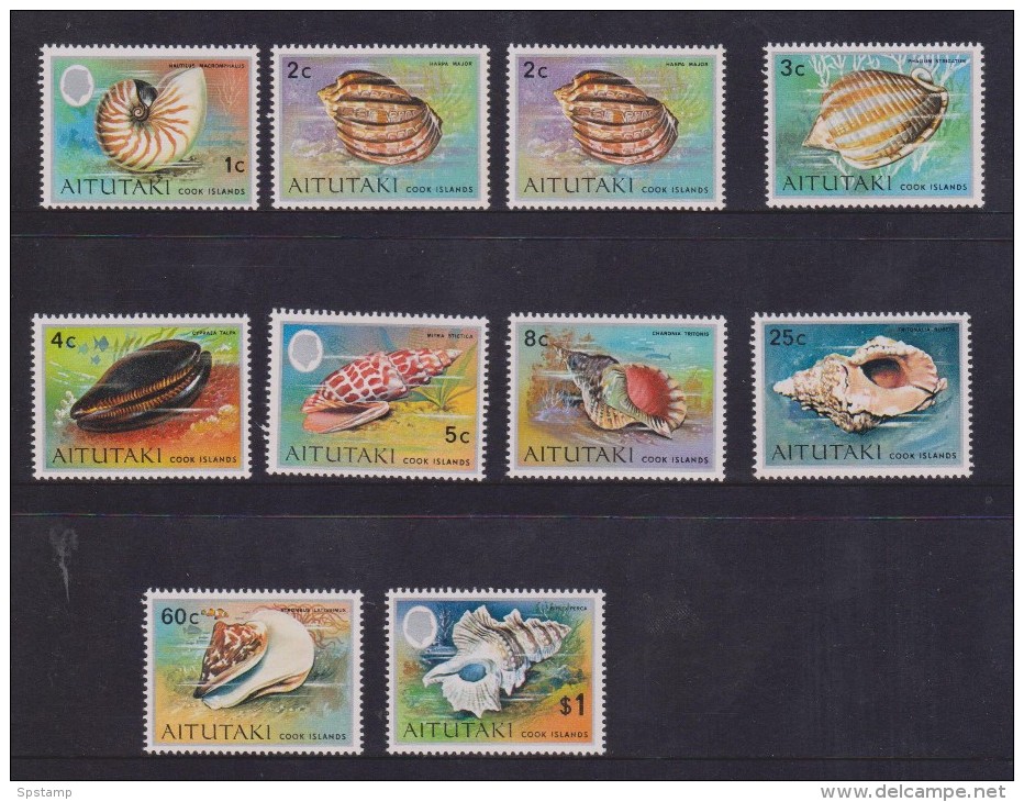 Aitutaki 1974 Shell & Marine Fauna Definitive Part Set Of 9 To $1 MNH - Aitutaki