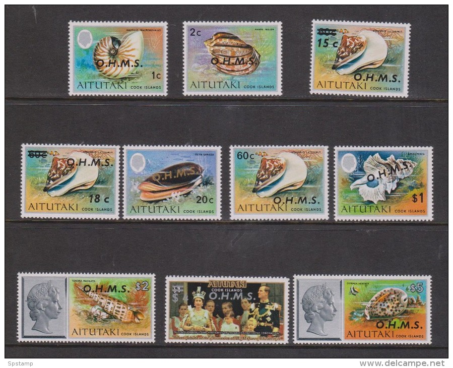 Aitutaki 1978 Shell Official Overprint Part Set 10 To $5 Including High Values MNH , 1 With Gum Fault - Aitutaki