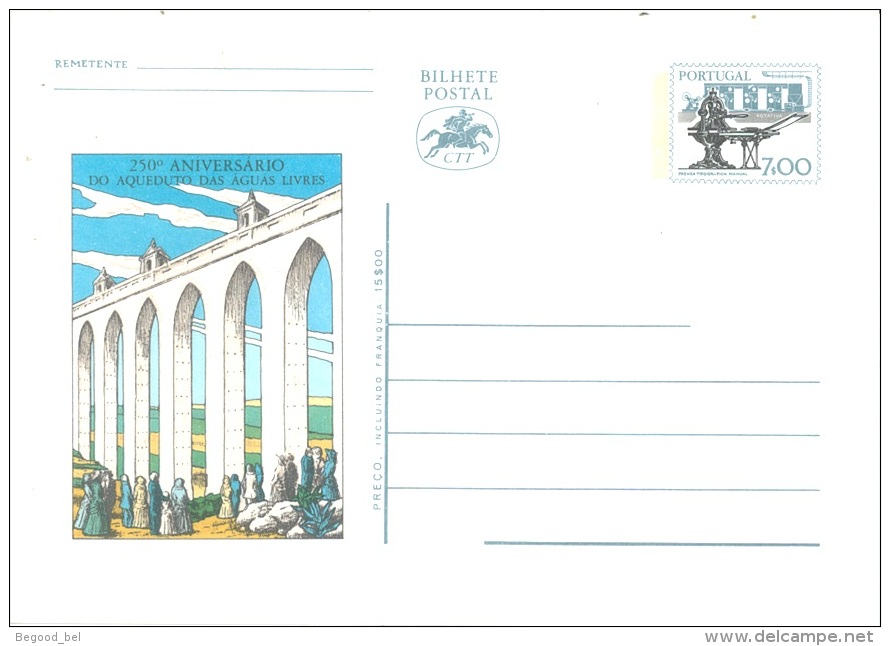 PORTUGAL  -   MNH/*** -  BILHETE POSTAL POSTCARD ENTIER POSTAL STATIONARY AQUEDUTO 7$00  - Lot 10888 - Entiers Postaux