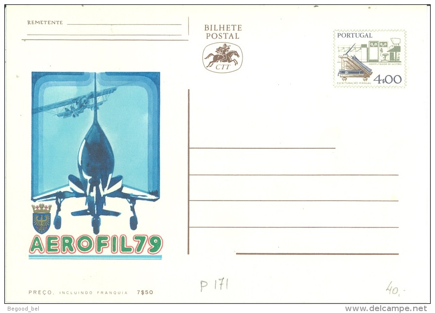 PORTUGAL  -   MNH/*** -  BILHETE POSTAL POSTCARD ENTIER POSTAL STATIONARY AEROFIL 79 4$00  - Lot 10892 - Postwaardestukken