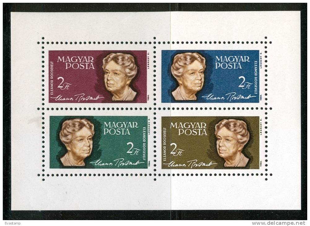 HUNGARY-1964.Souv.Sheet-E Leanor  Roosevelt MNH! - Beroemde Vrouwen