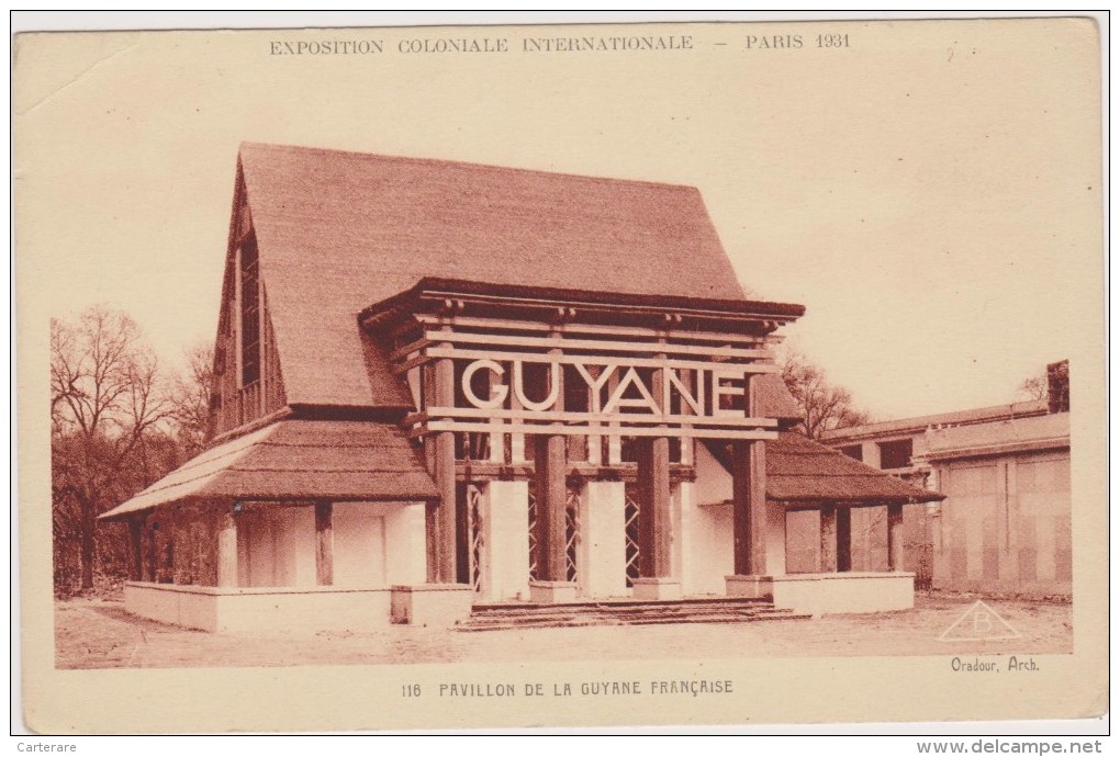 Pavillon De La GUYANE Française En 1931,outre Mer,PARIS ,exposition Coloniale Internationale,rare,tampo N Officiel - Autres & Non Classés