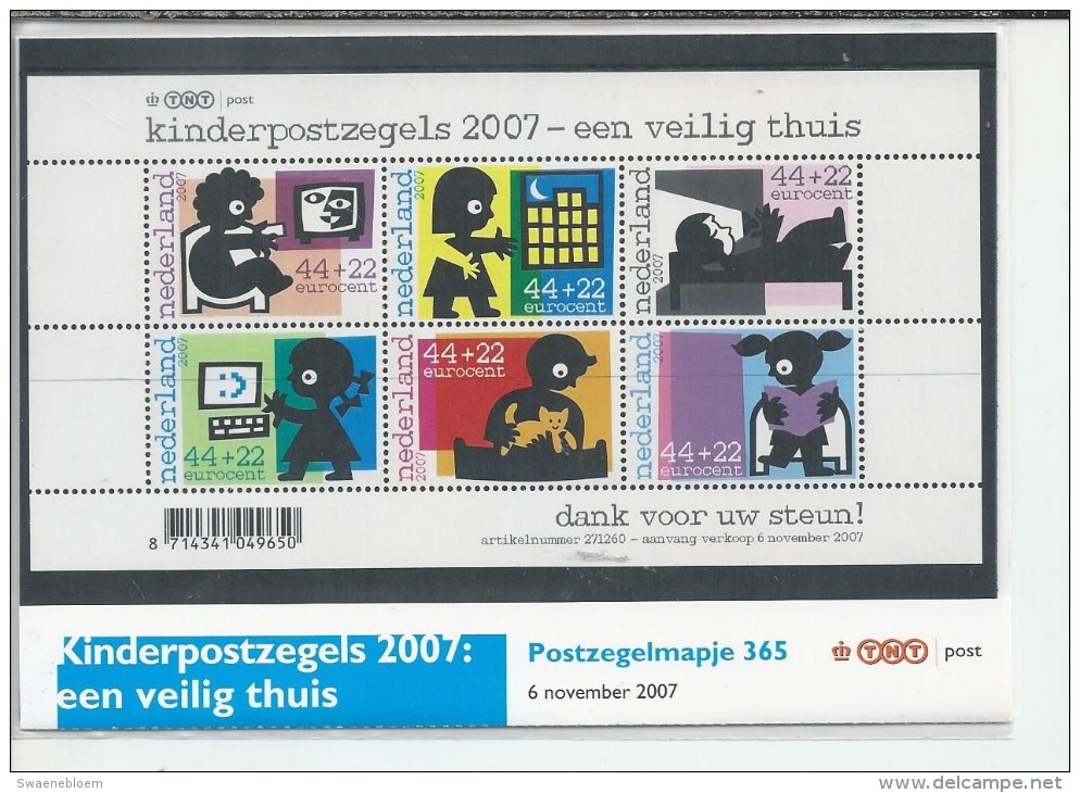 Pz.- Nederland Postfris PTT Mapje Nummer 365 - 06-11-2007 - Kinderpostzegels 2007: Een Veilig Thuis. 2 Scans - Neufs