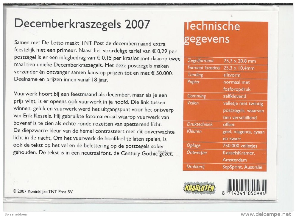 Pz.- Nederland Postfris PTT Mapje Nummer 368 - 22-11-2007 - Decemberkraszegels 2007. 2 Scans - Neufs