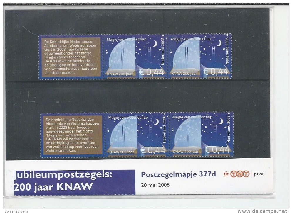 Pz.- Nederland Postfris PTT mapje nummer 377 a-b-c-d-e - 20-05-2008 - Jubileumpostzegels: AEX, Bruna, ANWB, ECB, KNAW.