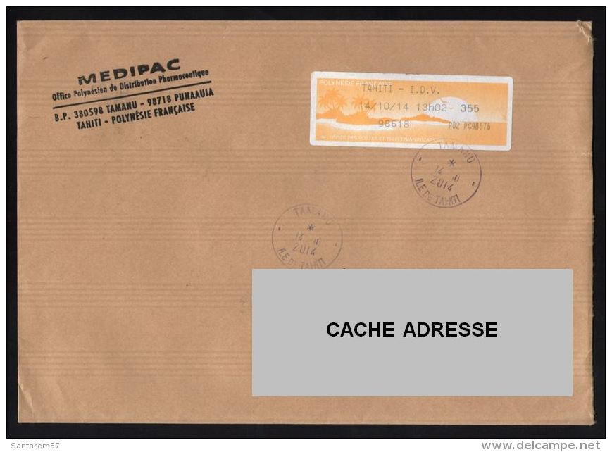 Tahiti Vignette Oblitération Ronde Used Stamp Sur Enveloppe Medipac - Tahiti