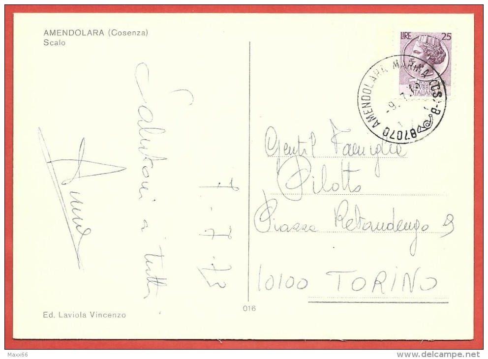 CARTOLINA VG ITALIA - AMENDOLARA (CS) - Scalo - 10 X 15 - ANNULLO 1973 - Cosenza