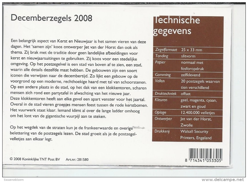 Pz.- Nederland Postfris PTT Mapje Nummer 386 - 04-11-2008 - Decemberzegels 2008. 2 Scans - Nuevos