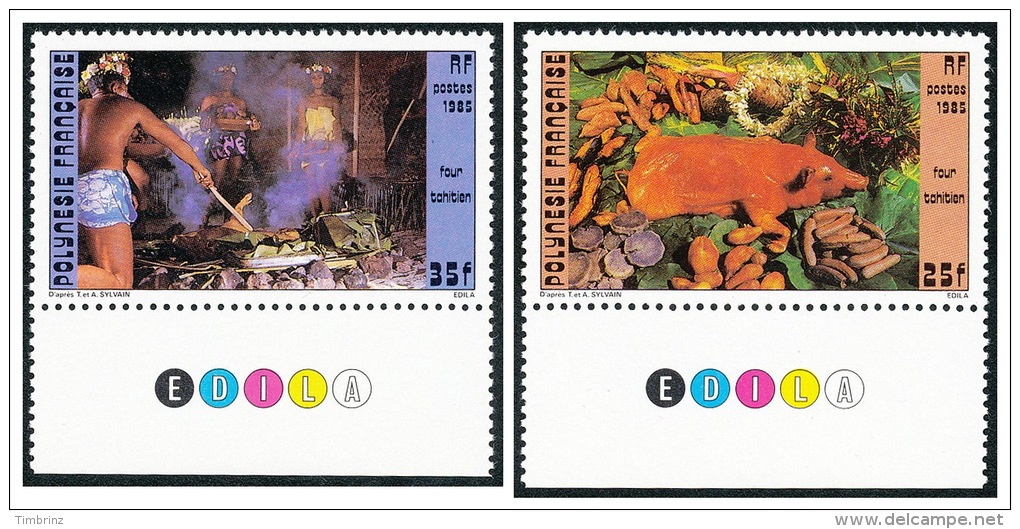 POLYNESIE 1985 - Yv. 241 Et 242 ** TB Bdf Coul  Cote= 2,25 EUR - Four Tahitien (cochon, Cuisiniers) (2 Val) Réf.POL21936 - Ungebraucht