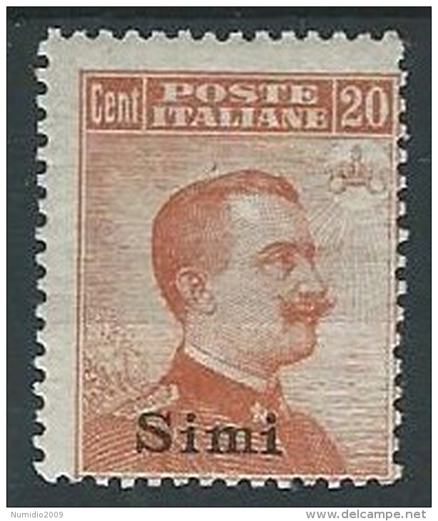 1917 EGEO SIMI EFFIGIE 20 CENT MH * - G025 - Ägäis (Simi)